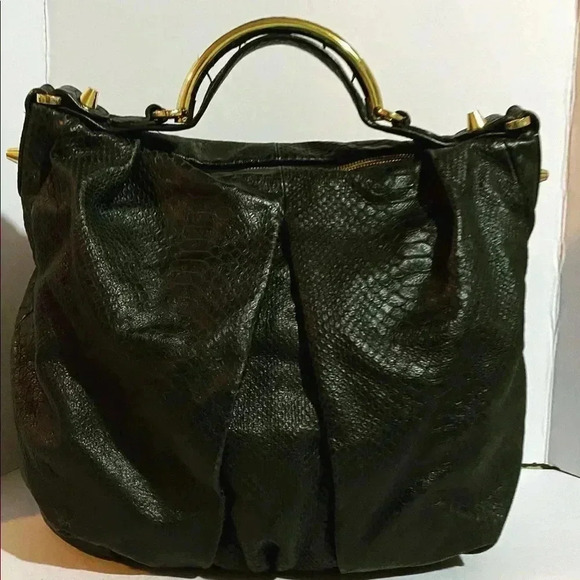 CC skye black reptile leather satchel handbag - Picture 1 of 14